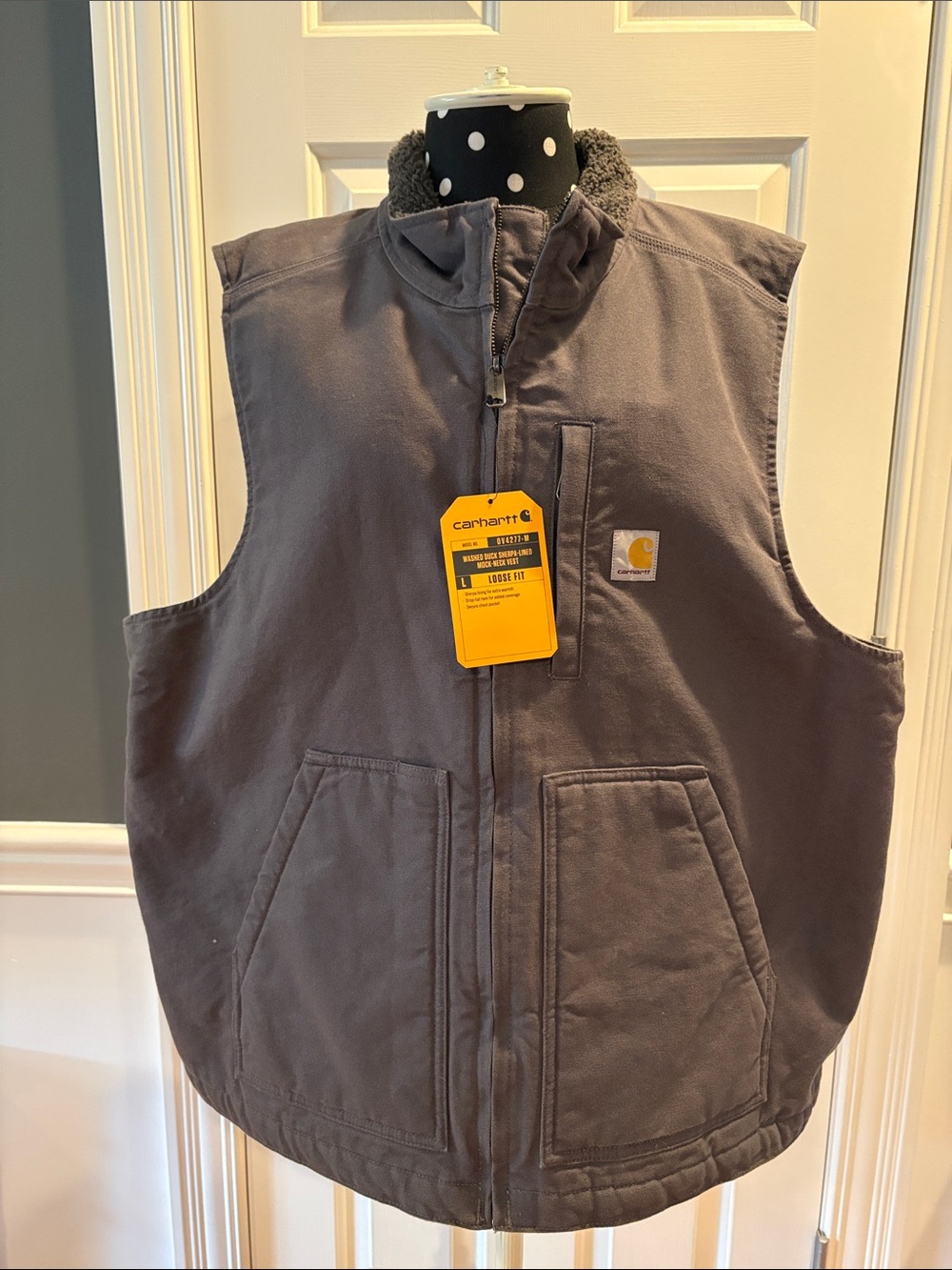 Carhartt Washed Duck Sherpa-Lined Mock-Neck Vest Loose Fit